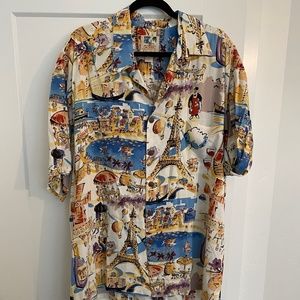KAHALA "John Severson Collection" Paris 100% Rayon Hawaiian Shirt XL